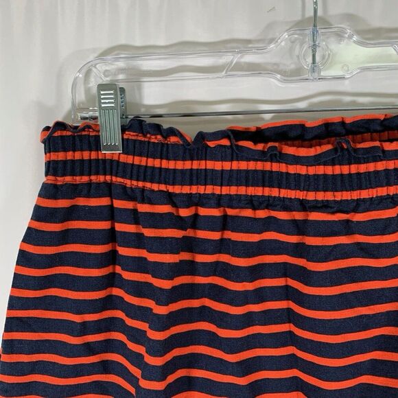 J. Crew Linen Blend Skirt Women's 12 Blue Red Striped Pockets Elastic Waist - Picture 3 of 6